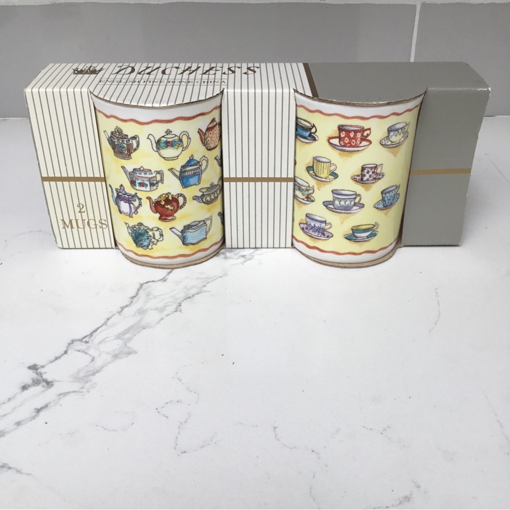 2 DUCHESS Topaz Teatime NEW Fine Bone China Mugs Cups Made In England Est. 1888